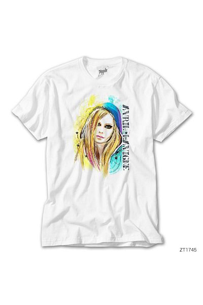 CrowsGate Avril Lavigne Stars Cartoon White T-Shirt