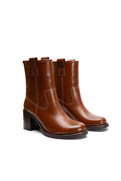 EMIENZA Timber Oval Burunlu Kalın Topuklu Kadın Bot