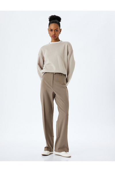 Koton Viscose Blended Straight Wide Leg Fabric Trousers