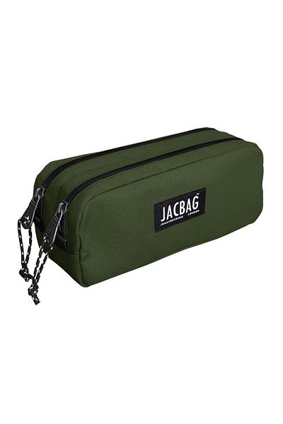 Jacbag Χακί Πράσινη Σχολική Μολυβοθήκη Δύο Διαμερισμάτων - Αγόρι