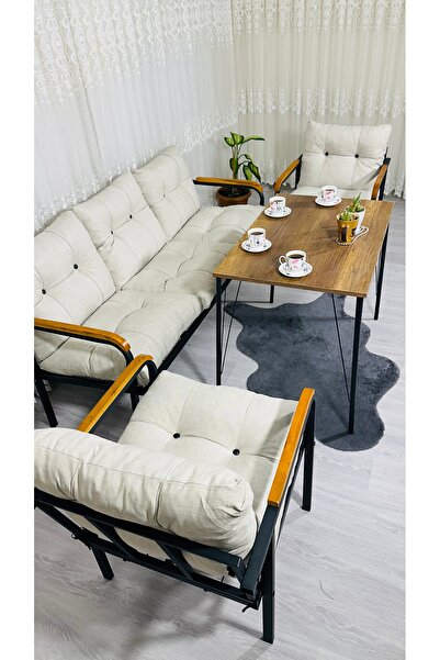 Madame Home Açelya Balkon, Bahçe, Cafe - Salon - Metal Kanepe Koltuk Takımı 3...