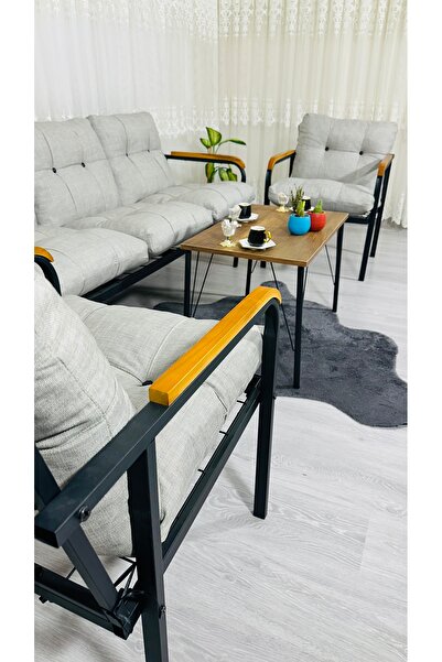 Madame Home Begonvil Balkon, Bahçe - Metal Kanepe Koltuk Takımı  3+1+1 + Sehpa