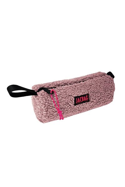Jacbag Ροζ Teddy Cylinder Λούτρινη τσάντα μολυβιού για κορίτσια