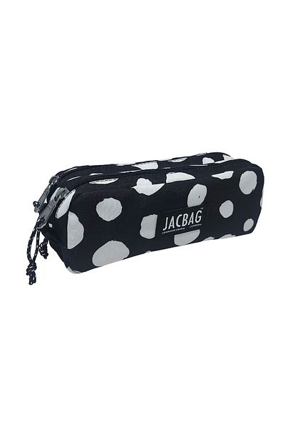 Jacbag Σχολική τσάντα μολυβιού με στίγματα Μαύρο/Λευκό με δύο θήκες - Κορίτσι