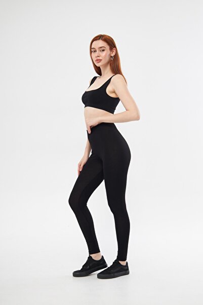 TUBİA Kadın Siyah Renk Ince Viskon Tayt