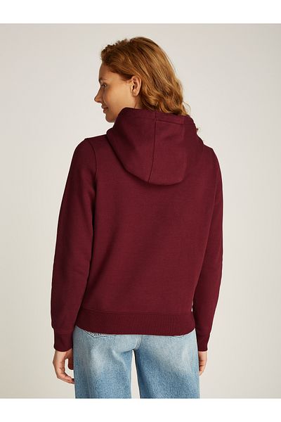 Tommy Hilfiger Maroon Hooded Full Sleeve Solid Sweatshirts