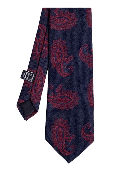CROATE Navy Blue Shawl Pattern Soft Cotton Fabric Tie