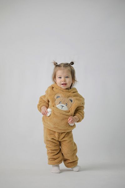 COOLMINIES Unisex Welsoft Plush Winter Hooded Teddy Bear Embroidered Baby Kids Set