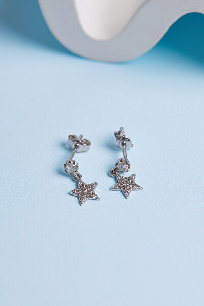 Elika Silver 925 Ayar Gümüş Sallantılı Yıldız Küpe ELKAB92289