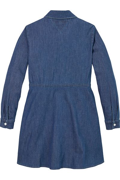 Tommy Hilfiger Blue Spread Collar Full Sleeve Solid Dresses