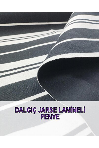 Kumaş Parça Tricou laminat din bumbac pieptănat Bleumarin Alb Dungi transvers...