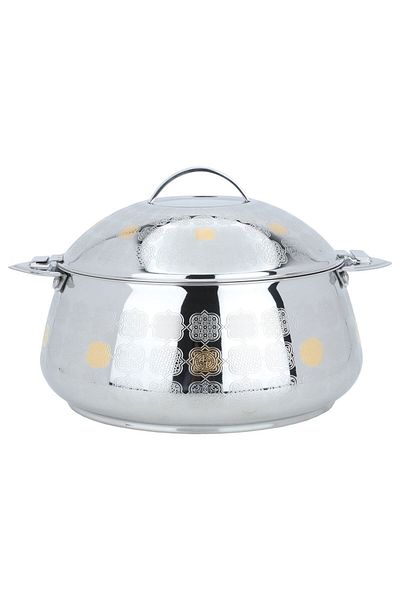 Alsaif Gallery Indian Ghala food container, silver and gold, 2500 ml