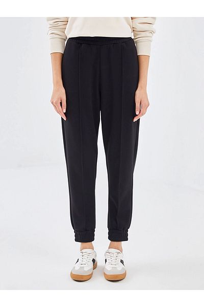 LC Waikiki Γυναικείο αθλητικό παντελόνι Jogger Lcw Vision Μαύρο ελαστικό στη μέση