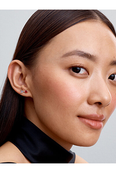 Pandora Ok ve Murano Camı Kalp Çivi Küpeler