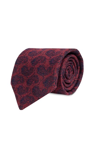 CROATE Burgundy Shawl Pattern Soft Cotton Fabric Tie