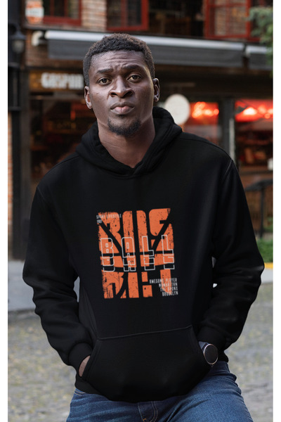 Tshirto Hanorac cu glugă BALL LIFE imprimat cu 3 fire, negru/bej/albastru închis