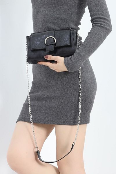 stilfest Daily Use Chain Strap Women's Shoulder and Hand Bag Black