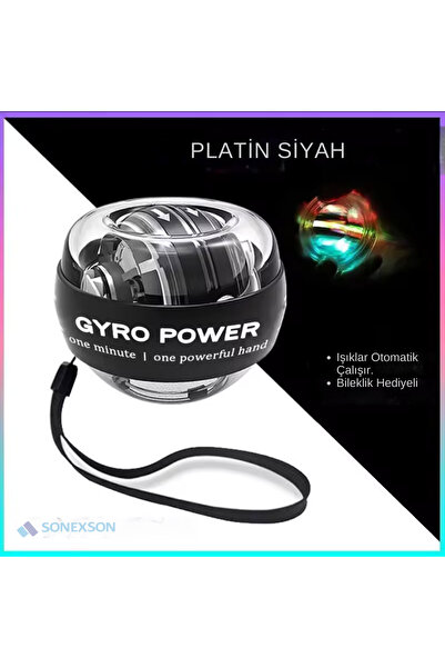 SONEX Gyro Ball El ve Bilek Egzersiz Topu – Autostart, LED Işıklı Powerball