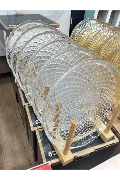 kurt41 Set of 6 Cake Plates - Luxury Glass Cake Cake Set for 6 People - Dessert Plate(16cm)