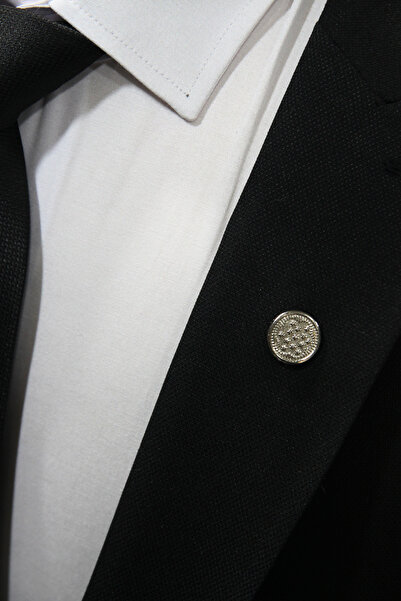 Elegante Cravatte Yıldız Figürlü Gri Renk Ceket Yaka İğnesi Rozet Broş