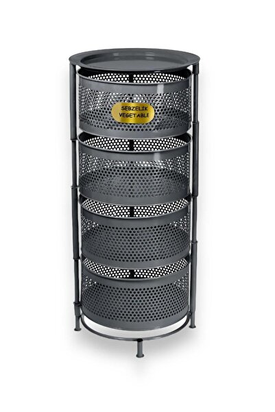 Bayev Ciro Antrasit 4 Katlı Yana Açılır Tekerleksiz Patates Soğan Sepeti Sebz...