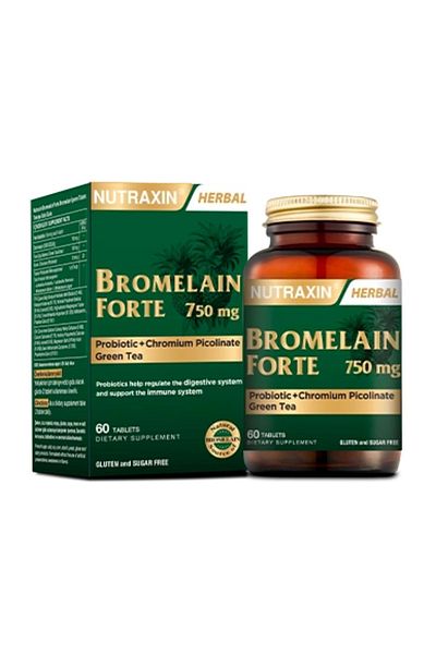 Nutraxin Chrome Green Tea Bromelain Forte 750 Mg - 60 Tablets Probiotic