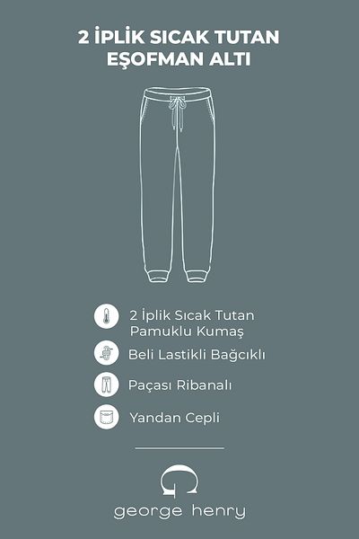 George Henry Lässige Baumwoll-Jogginghose mit Standard-Passform und normaler Passform, marineblaue Herren-Jogginghose mit 2-Faden-Taschen