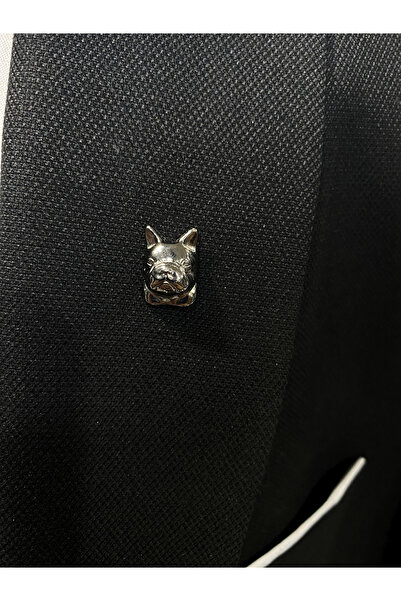 Elegante Cravatte French Bulldog Figürlü Ceket Yaka İğnesi Rozet Broş