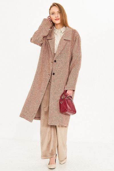 armonika Palton roșu oversize cu model pentru femei ARM-25K 001099
