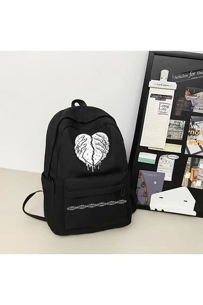 Touz Moda Gothic Heart Printed School, Εκπαιδευτικό, Σακίδιο πλάτης μάθησης