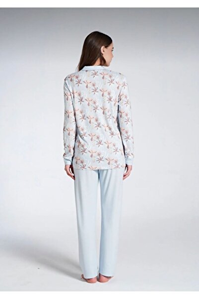 İpek Women's Long Sleeve Plus Size Front Button Pajama Set