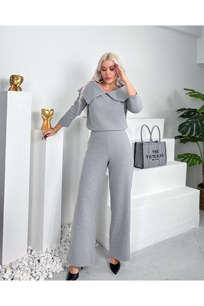 Keywest Women's Lapel Detailed Double Bottom Top Combed Cotton Suit