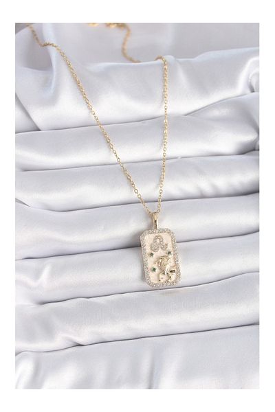 Clariss 316l الصلب الذهب اللون سلسلة الأسد حجر الزركون قلادة المرأة