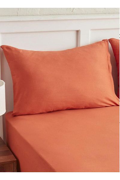 GERCELLA Premium Orange 100% Algodon - 100X200+30 cm Elastic Crossbody Bed Sheet