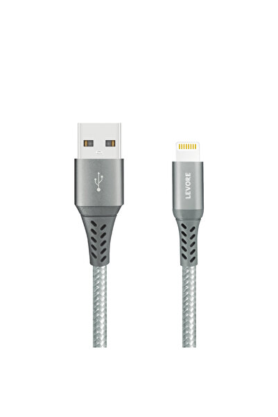 Levore كابل USB إلى Lightning نايلون معتمد من MFI بطول 1 متر - رمادي