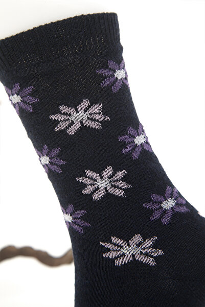 Meguca Socks KADIN Çok Renkli Soket Çorap (10 ÇİFT) Likralı Pamuklu Penye Uzun Çorap