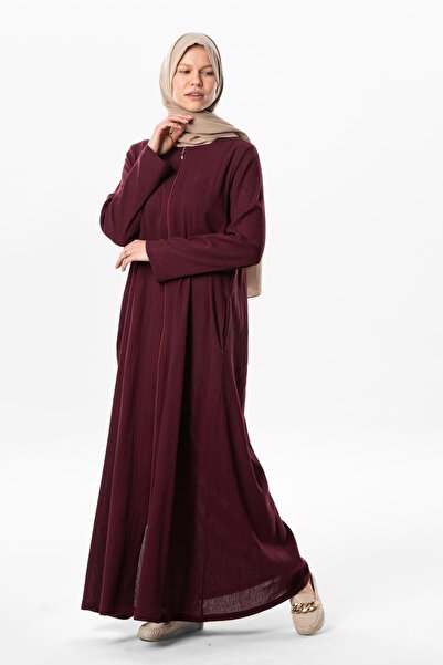 Eliş Şile Bezi Hicran Sile Cloth Zippered Seasonal and Summer Ferace Plum Mrd