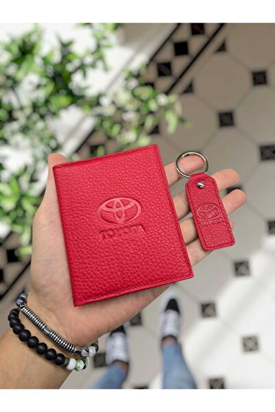 VİSSO 1904 TOYOTA Araç Uyumlu Visso Hakiki Deri Araç Ruhsat Kılıfı İsme Özel Çanta Cüzdan KIRMIZI