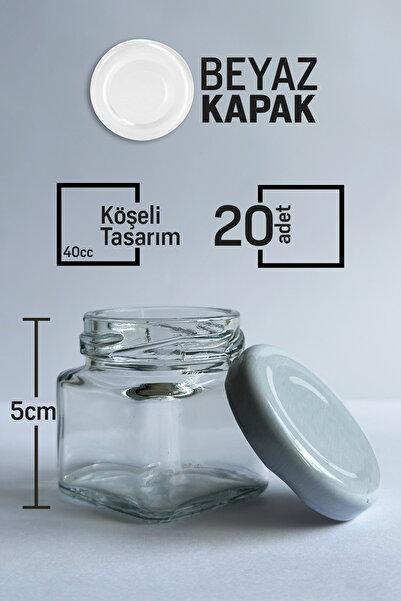 LeylakHome Mini-Küçük Kare Cam Kavanoz Düğün Nişan Bal Süsleme Kavanozu 40ml ...