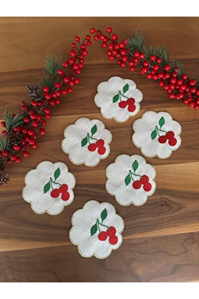 Panoramas Home 6 Adet Gümüş Kenar  Kiraz İşleme  Detaylı Kahve Yanı Kokteyl S...