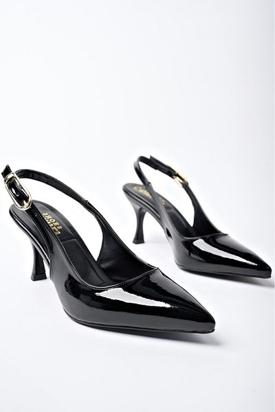 CİMİLİ SHOES Pantofi cu toc ascuțit pentru femei Ovis - negru/piele lacuită