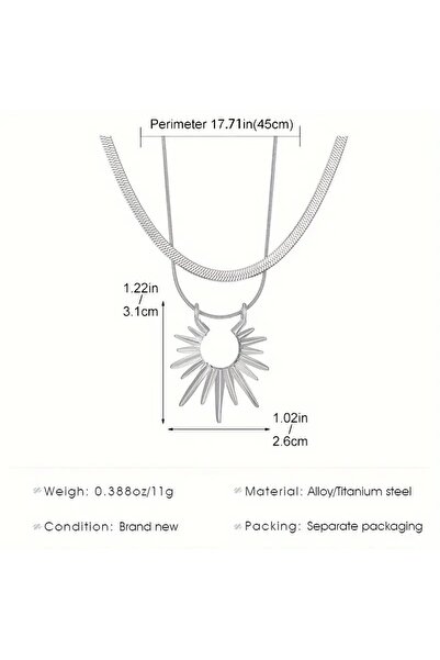 MAF Atölye Boho-Şık Paslanmaz Çelik Çift Katmanlı Ayçiçeği Kolye