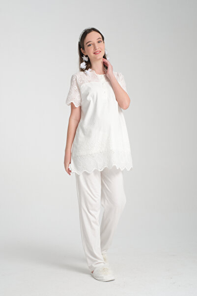 Effortt Copy - Set of 4 Scalloped Detailed Pajamas for Maternity Pregnant