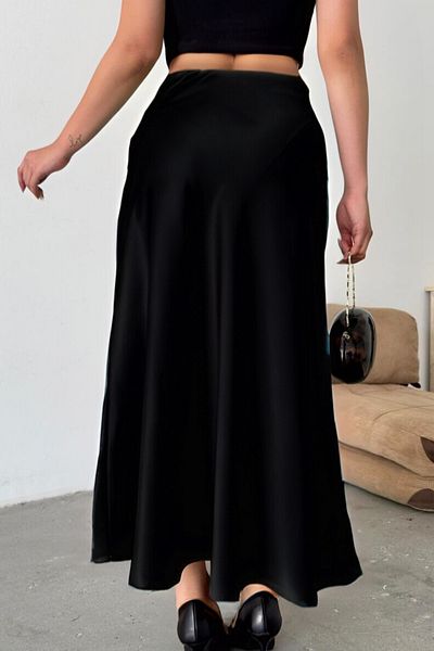Sone Stylish and Elegant Black Satin Skirt - Ideal for Casual and Special Occasions