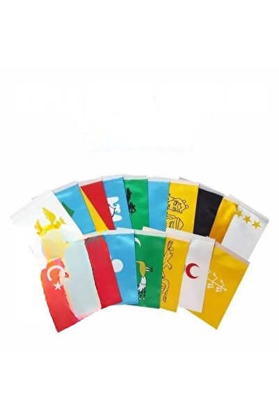 Oysal Bayrak 27'li Türk Devletleri Masa Bayrağı Seti 15x22,5 cm | %100 Polyes...