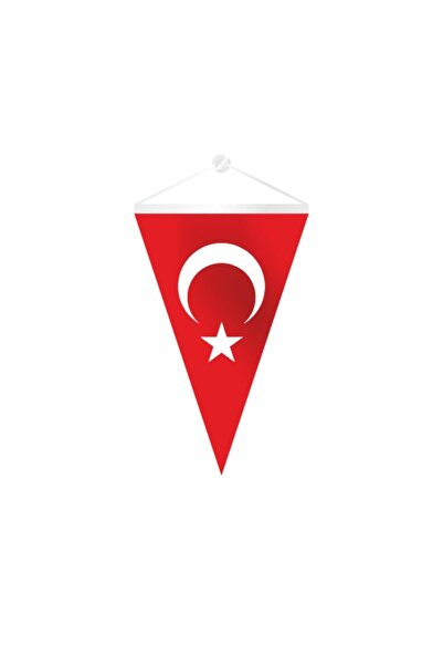 Oysal Bayrak Üçgen Ay Yıldız Flama | 25x35 cm Parlak Saten Kumaş