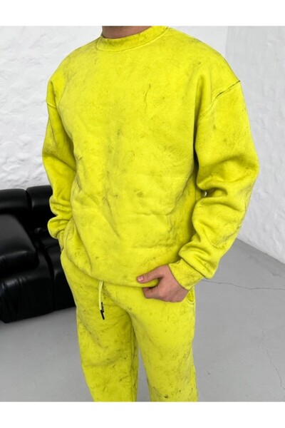 SCSARVİN 3 İplik Oversize Yıkamalı Bisiklet Yaka Sweatshirt PLZ