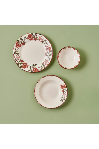 Bella Maison Jolly Porselen 18 Parça 6 Kişilik Yemek Takımı Kırmızı