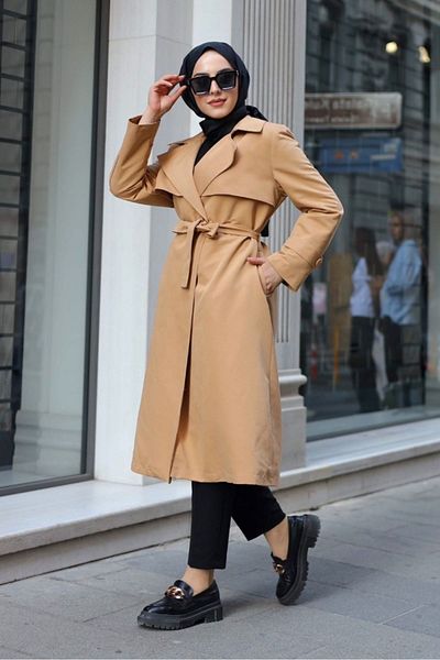 ALNİSS COLLECTİON Επιμεταλλωμένη καμπαρντίνα Hijab με επένδυση με κουμπιά