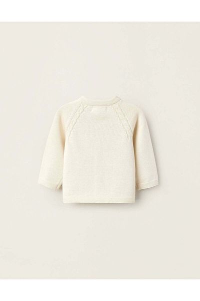 Ziddy COTTON CARDIGAN FOR NEWBORNS WHITE